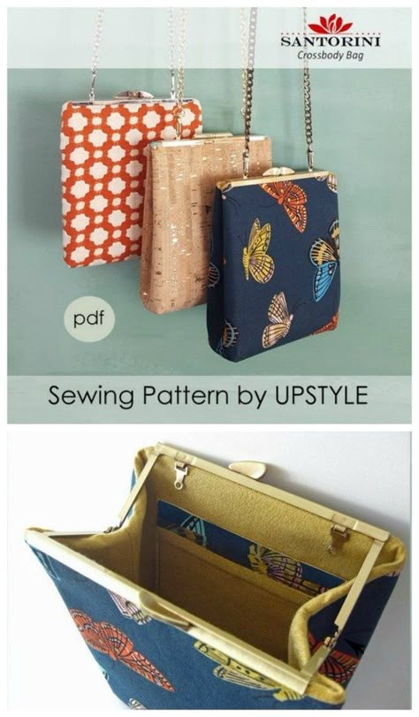 Free Purse Patterns To Sew How To Make, Handmade Purses Patterns, Sew Clutch Purse, Diy Evening Bag, Shoulder Bag Patterns To Sew, Frame Purse Pattern, Evening Bag Pattern, Frame Bag Pattern, Ladies Bags And Purses