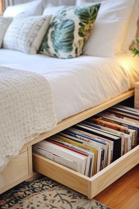 "Maximize your space with under-bed storage solutions! 🛏️📦 Perfect for keeping your bedroom organized and clutter-free. 🌟✨ #UnderBedStorage #SpaceSaving #BedroomOrganization" Shelves Around Bed, Underbed Storage, Small Space Solutions, Under Bed, Under Bed Storage, Maximize Space, Organization Bedroom, Clutter Free, Bed Storage