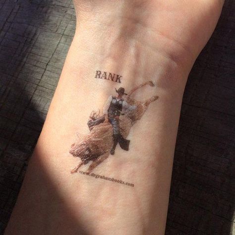 Bullriding Tattoos, Ripped Skin Tattoo, Cowgirl Tattoos, Cowboy Tattoos, Good Tattoo Quotes, Country Tattoos, Nerd Tattoo, Bull Tattoos, Western Tattoos