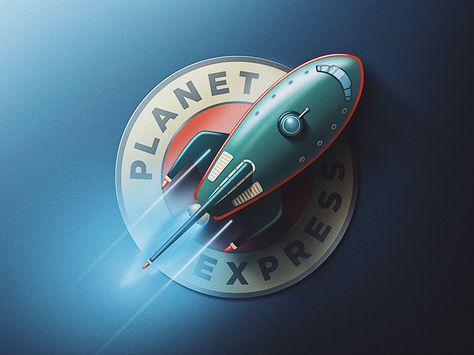 Throwback! It's almost a year since I shot this play on the Planet Express's logo. I decided to update it a bit with more dramatic lighting and details. It's not necessarily better than my original... Futurama Aesthetic, Express Logo, Logo Word, Retro Logo Design, Matt Groening, Geek Art, Vintage Logo Design, Futurama, Retro Logo