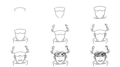 How to Draw Gojo Step By Step How To Draw Gojo Hair, Gojo Drawing Tutorial, Simple Gojo Drawing, Gojo Drawing Easy Step By Step, How To Draw Gojo Satoru Step By Step, Easy Anime Drawings For Beginners Step By Step, How To Draw Gojo Satoru, How To Draw Gojo, Gojo Drawing Easy