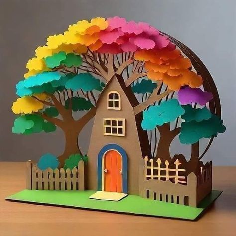 Art Kits For Kids, 3d Quilling, Paper House, Hand Crafts For Kids, Preschool Art Activities, Diy Paper Crafts Decoration, Diy Crafts Paper Flowers, Diy Crafts For Kids Easy, Classroom Crafts