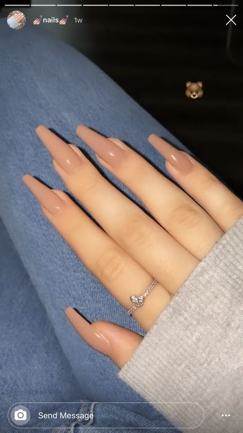 Plain Coffin Nails, Plain Brown Nails, Nail Matte, Short Coffin Nails Designs, Acrylic Nail Designs Coffin, Colored Nail Tips, Brown Acrylic Nails, Brown Nails Design, Long Nail Art