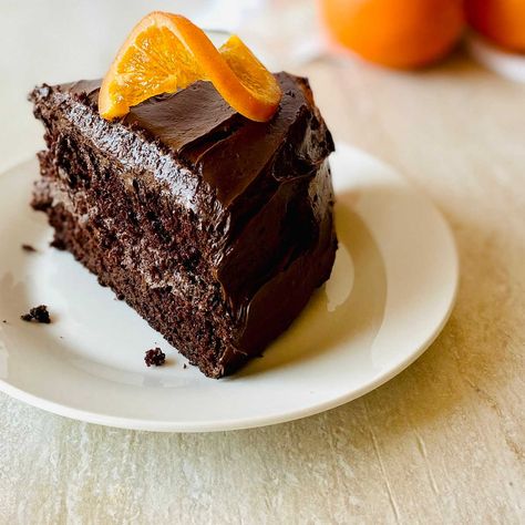 Orange Fudge, Orange Layer Cake, Chocolate Orange Cake, Dark Chocolate Frosting, Candied Orange Slices, Starbucks Cake, Orange Chocolate Cake, Orange Cake Recipe, Baking Journal