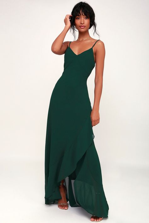 Green Bridesmaid Dresses Spring, Semi Formal Dresses For Wedding, Forest Green Bridesmaid Dresses, Formal Wedding Dresses, Fancy Maxi Dress, Forest Green Dress, Emerald Green Bridesmaid Dresses, Formal Lace Dress, Formal Wedding Attire