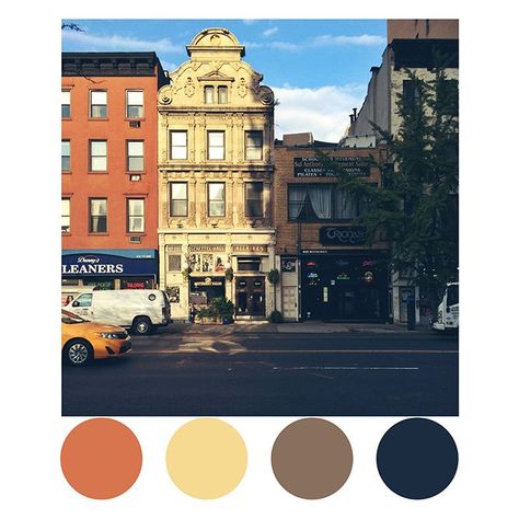 Color palettes from New York City shop fronts Maya Hayuk, New York City Streets, Create Color Palette, Vintage Industrial Style, Nyc Street, New York Street, Scene Photo, Street Scenes, Source Of Inspiration