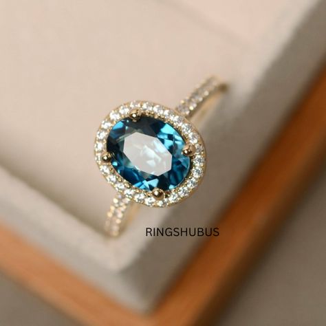 London Blue Topaz Ring- 14K Gold Vermeil Topaz Engagement Rings For Woman- Dainty Promise Ring November Birthstone Gift For Her Topaz Ring Yellow, Yellow Topaz Ring, Dream Rings, Blue Topaz Engagement Ring, Topaz Engagement Ring, London Blue Topaz Ring, Dream Engagement, Dream Engagement Rings, 18k Gold Ring