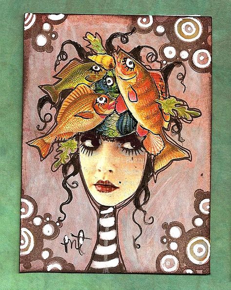 fresh from the sea | atc...scrapbook paper, gel pen, pen, st… | Flickr Zetti Art, Teesha Moore, Dyan Reaveley, Art Trading Cards, Pen Pen, Paper Collage Art, Magazine Collage, Jambalaya, Hive Mind