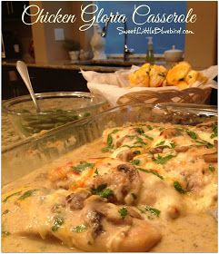 Gloria Chicken, Chicken Gloria Casserole, Chicken Gloria Recipe, Chicken And Mushroom Casserole, Chicken Gloria, Easy Chicken Casserole, Chicken Casserole Recipes, Easy Chicken Casserole Recipes, Mushroom Casserole