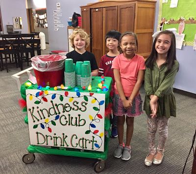 These superheroes from their school's Kindness Club are service their teachers from the Drink Cart! Kindness Cart For Teachers, Kindness Club Middle School, Kindness Squad Ideas, Kindess Week School, Kindness Club Activities, Kindness Club Ideas, Treat Cart For Teachers, School Clubs Ideas, Kindness Club For Elementary