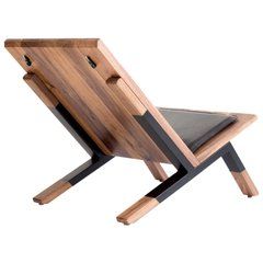 Contemporary Lounge Chair, Walnut, Powder-Coated Steel and Leather Cushion Advanced Woodworking Plans, Contemporary Lounge Chair, Woodworking Desk, Woodworking Chair, Woodworking Toys, Woodworking For Kids, Woodworking Joints, Vintage Lounge Chair, Diy Holz