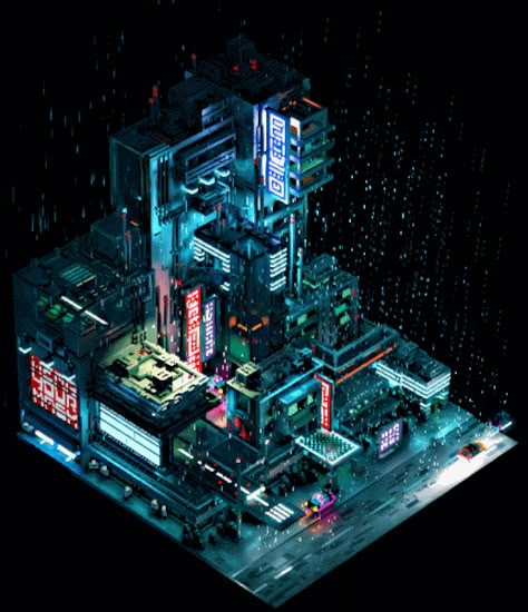 Sir Carma on Behance Cyberpunk Voxel Art, Voxel Art Cyberpunk, Frostpunk Art, Cyberpunk Isometric, Low Poly Cyberpunk, Magicavoxel Art, City Miniature, Animation Scene, Jhin League Of Legends