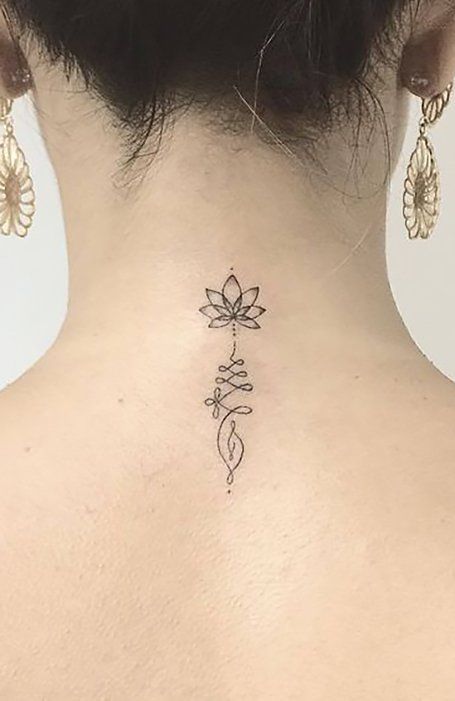 Small Lotus Tattoo, Small Back Tattoos, Small Tattoos For Women, Simple Tattoos For Women, The Trend Spotter, Lotus Tattoo Design, Unalome Tattoo, Neck Tattoos Women, Inspiration Tattoos