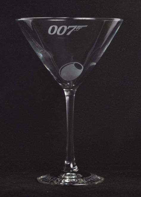 Etched 007 James bond martini glass!!! James Bond Gala Theme, 007 James Bond Logo, James Bond Martini, James Bond Aesthetic, 007 Aesthetic, 007 Logo, 007 Casino Royale, James Bond Party, Abi Motto