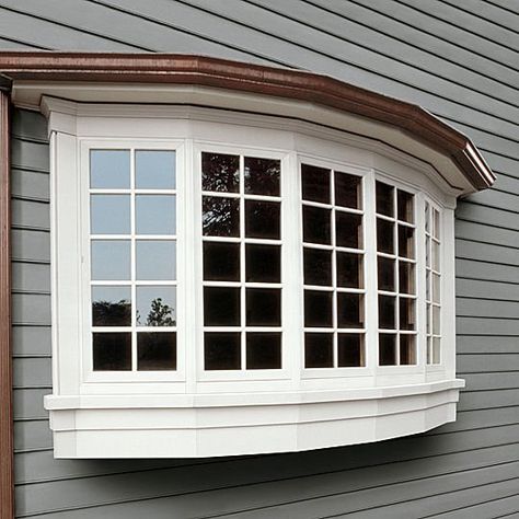 Bow Window Ideas, Bay Window Exterior, House Curb Appeal, Bow Windows, Marvin Windows And Doors, Bay Bow Windows, Bay Window Ideas, Window Exterior, Fiberglass Windows