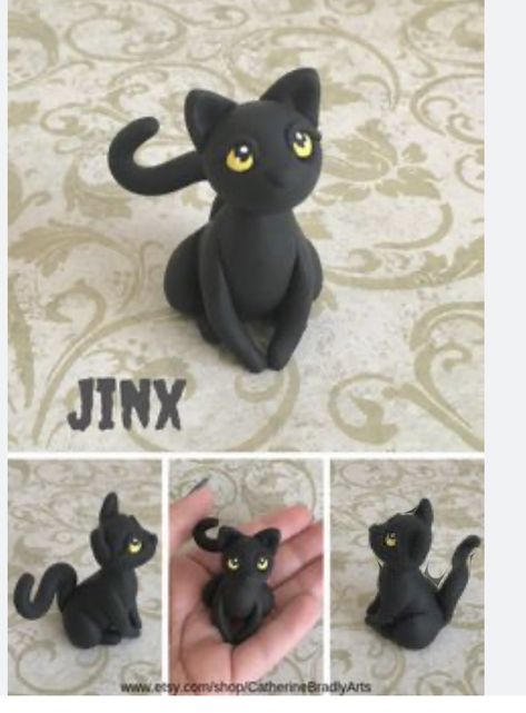 Clay Cats Easy, Cat Polymer Clay, Cat Clay, Polymer Clay Cat, Clay Cat, Clay Crafts For Kids, Polymer Clay Figures, Polymer Clay Sculptures, Polymer Clay Diy