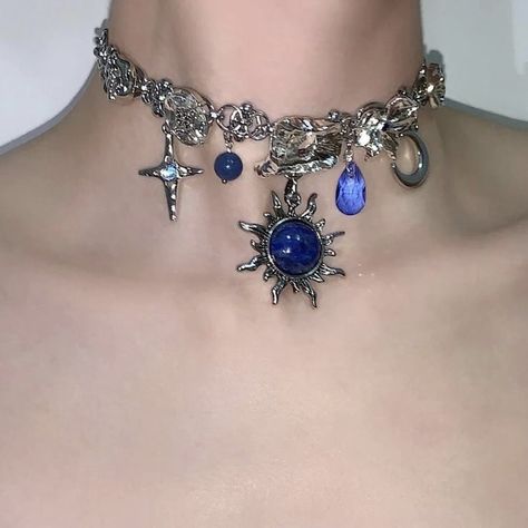 Whimsigoth Jewelry, Pretty Jewelry Necklaces, Sun Pendant, Fairy Jewelry, Choker Jewelry, Statement Choker, Dope Jewelry, Jewelry Lookbook, Fancy Jewelry