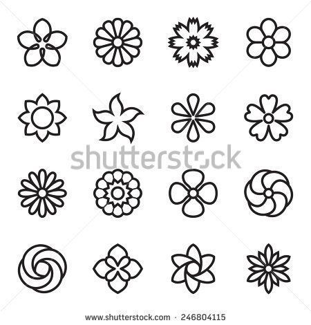 Flower Icon, Flower Pattern Drawing, Flower Outline, Flower Icons, Mehndi Designs Book, 자수 디자인, Flower Template, Flower Doodles, Icon Collection