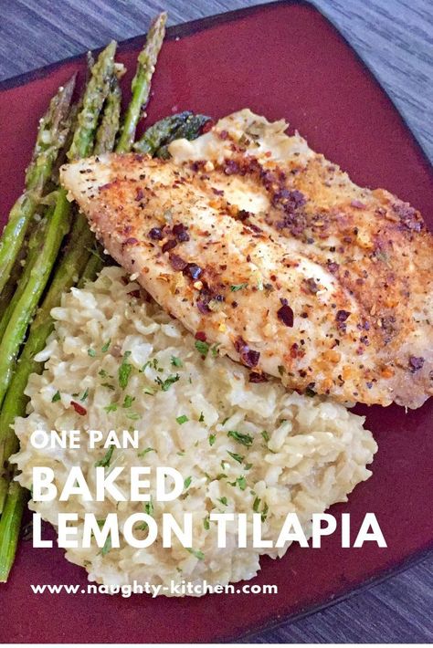 Buttered Asparagus, Lemon Tilapia, Baked Tilapia, Delicious Seafood Recipes, Best Meal Prep, Tilapia Recipes, Asparagus Recipe, One Pan, Fine Food