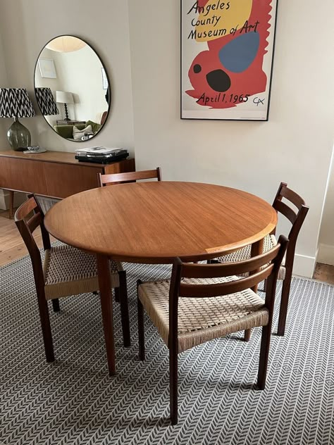 Nils Jonsson Round Extendable Dining Table Mid Century Teak | eBay Mid Century Dining Round Table, Midcentury Round Dining Table, Round Teak Dining Table, Mid Century Modern Round Dining Table, Round Table Extendable, Small Round Table Dining Room, Teak Table Dining, Round Dining Table Styling, Mid Century Round Table