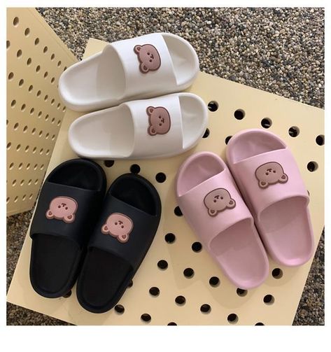 Bear Slippers Women's Summer Flip Flops Sandals 2021 Platform Casual House of Sunny Kawaii Home Soft|Slippers| - AliExpress Casual Slippers Women, Sandals Aesthetic, Beary Cute, Trendy Slippers, Anting Manik, Cute Slides, Flip Flops For Women, Bear Slippers, Soft Girl Outfits