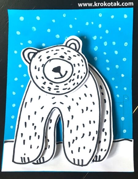 Polar Bear Crafts For Kids, Bear Crafts For Kids, Polar Bear Crafts, Polar Bear Christmas Cards, Polar Bear Drawing, Preschool Valentine Crafts, Bear Template, Polar Bear Craft, Polar Bear Art