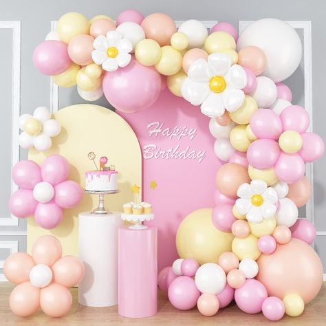 Daisy Flower Balloon Arch, 137 Pcs Flower Balloons Garland Kit, Groovy Boho Macaron Pink Yellow White Orange Birthday Party Balloons for Girls Bridal Baby Shower Wedding Carnival Party Decorations : Amazon.co.uk: Home & Kitchen Amazon Supplies, Orange Birthday Parties, Carnival Party Decorations, Birthday Decorations At Home, Orange Birthday, Valentinstag Party, Daisy Party, Orange Balloons, Pastel Balloons