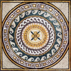 Greco-Roman Floral Mosaic - Dela II Mosaic Roman, Greek Mosaic, Mosaic Tattoo, Mosaic Square, Mosaic Medallion, Zen Home Decor, Contemporary Tile, Greco Roman, Roman Mosaic