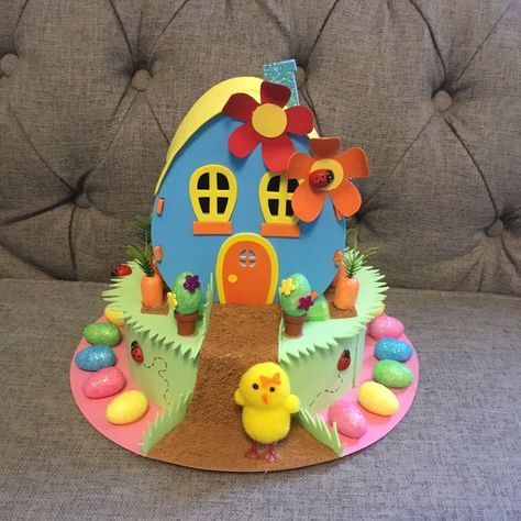 Handmade Easter Bonnet Hat 'nesting Place' Egg Competition Ideas, Easter Egg Competition Ideas, Easter Bonnets For Boys, Girls Easter Bonnet, Easter Bonnet Competition, Easter Bonnet Hat, Easter Bonnet Parade, Easter Hat Ideas, Handmade Cards For Friends