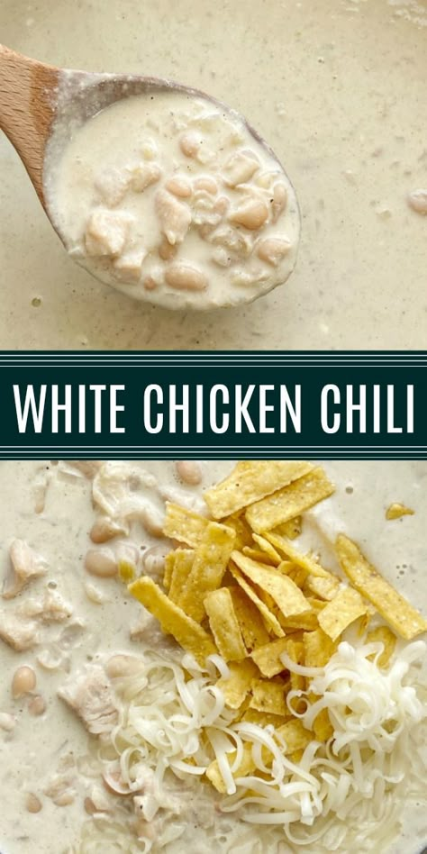 Chicken Helper, Chicken And White Beans, Chili Base, White Chicken Chilli, Creamy White Chili, Creamy White Chicken Chili Recipe, White Chicken Chili Recipe Crockpot, Chicken Chili Soup, Creamy Chicken Chili