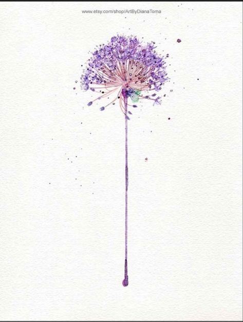 Allium Tattoo Flower, Allium Flower Tattoo, Allium Tattoo, Alium Flower Tattoo, Fluffy Dandelion Tattoo, Dandelion Tattoo Design Watercolor, Blowing Dandelion Tattoo Simple, Watercolor Dandelion Tattoo, Blowing Dandelion Watercolor Tattoo