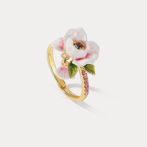 Add some glam to your life with Amazon's on-point jewelry trends. Amazon Jewelry, Rose Bracelet, Rose Ring, 18k Gold Ring, Jewelry Lookbook, Enamel Ring, Flower Accessories, Enamel Paint, Nature Jewelry