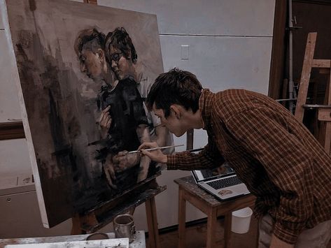 Male Art Teacher Aesthetic, Painter Aesthetics Male, Painter Aestethic Male, Mad Artist Aesthetic, Oil Painter Aesthetic, Art Nerd Aesthetic, Boy Painter Aesthetic, Artist Aesthetic Male, Painter Boy Aesthetic