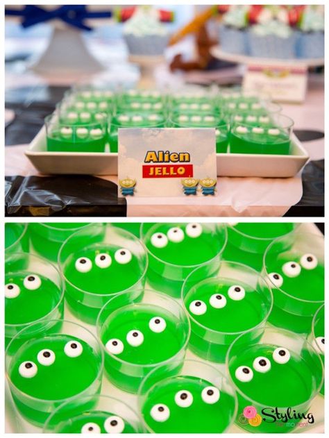 Alien Jello from a Toy Story Themed Birthday Party via Kara's Party Ideas | The Place for All Things Party! KarasPartyIdeas.com (12) Alien Jello, Toy Story Themed Birthday Party, Buzz Lightyear Birthday, 4de Verjaardag, Toy Story Party Decorations, Alien Party, Toy Story Baby, Birthday Party Places, Toy Story Theme