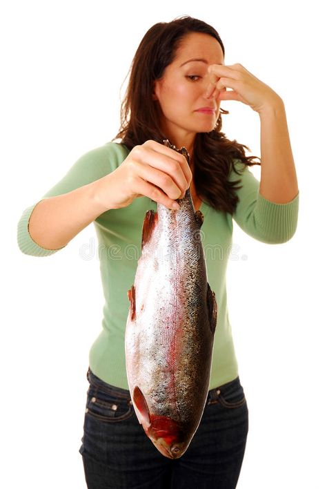 Smelly fish. Woman covering her nose holding fish that smells , #Ad, #Woman, #fish, #Smelly, #covering, #smells #ad Chia Seed Nutrition, Fish Woman, Fish Stock, Fish Oil, Omega 3, Seafood Recipes, Chia, Stock Images Free, Seafood