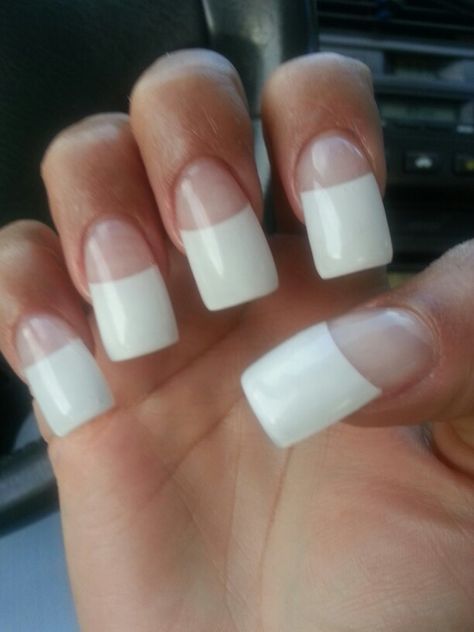 French Tip Nails Thick White, White Tip Gel Nails, French Nails Medium Length, Milky White Coffin Nails, French White Tip, White French Tip Nails, Long French Nails, French Tip Gel Nails, Flare Nails