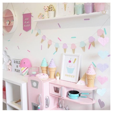 Joyous inspiration to live your best life ever! Happy Mama | Holistic Nutritionist | Author of JOYOUS HEALTH: Eat & Live Well Without Dieting Ice Cream Room Decor, Ice Cream Themed Bedroom, Ice Cream Room, Ice Cream Bedroom, Cream Bedroom Ideas, Girls Bedroom Themes, Toddler Decor, Cream Room, Girl Apartment