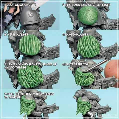 40k Green Stuff, Warhammer 40k Miniatures Tutorials, Space Wolves Conversion, Warhammer 40k Conversions, Space Marines 40k Miniatures, Greenstuff Sculpting, Warhammer Kitbash, Space Marine Miniatures, Space Marine Conversion