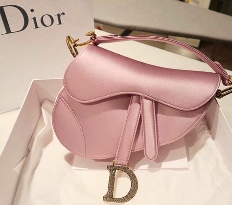 Satin pink and diamond encrusted Dior saddle bag Sacs Tote Bags, Cheap Purses, Dior Saddle, Popular Handbags, Girly Bags, Kelly Bag, Handbags Affordable, Luxury Purses, Fancy Bags