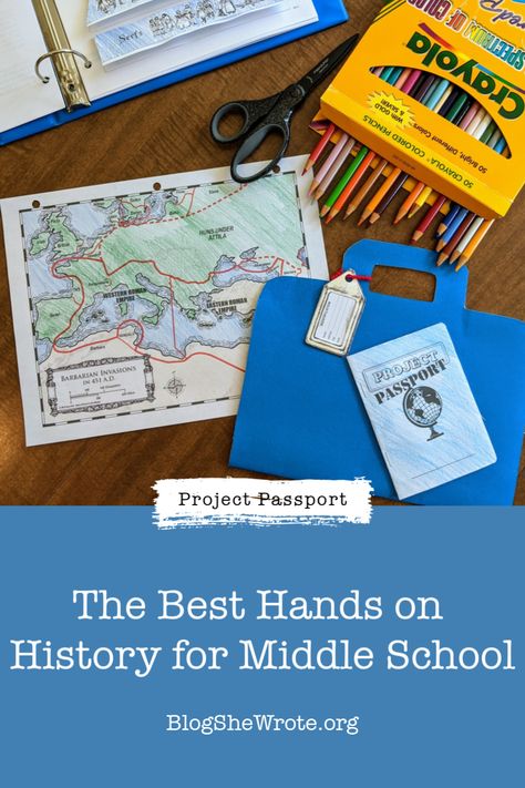 The Best Hands on History for Middle School Middle School History Classroom, Middle School History Activities, Middle School Crafts, Middle School Geography, Homeschool Middle School, Middle School History, First Day Activities, History Curriculum, Passport Travel