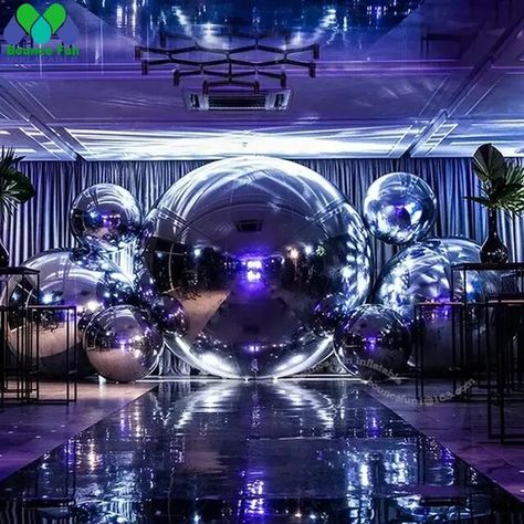 Dazzling Giant Outdoor Silvery Inflatable Mirror Ball For Disco Party Decoration 50cm 1meter Inflatable Mirror Spheres _ - AliExpress Mobile Hanging Balloons, Colorful Mirror, Disco Party Decorations, Outdoor Inflatables, Wedding Event Decor, Marquee Lights, Giant Inflatable, Island Decor, Ball Decorations