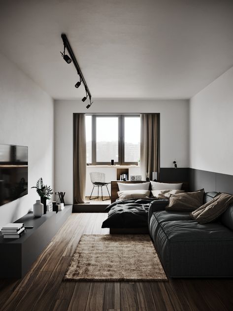 Interior Design Examples, Minimal Interior Design, Loft Interior Design, Tiny Studio, Loft Interiors, 아파트 인테리어, Loft Design, Minimalism Interior, Small Room