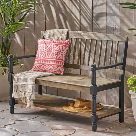 Porch Styling, Wood Garden Bench, Slatted Bench, Bench With Shelf, Porch Bench, Outdoor Garden Bench, Wooden Garden Benches, Wood Garden, Patio Bench