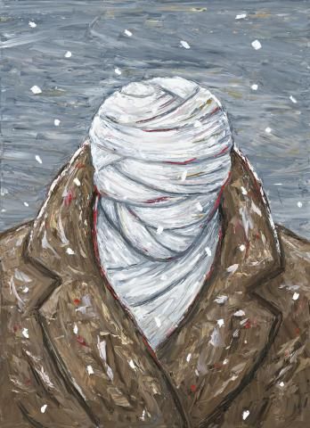 PAINTING (FIGURE WITH BANDAGED HEAD), 2004 | Deutscher and Hackett Bandaged Face, Australian Painters, Deep Art, Face Characters, Australian Art, Indigenous Art, Australian Artists, Museum Of Modern Art, Art Auction