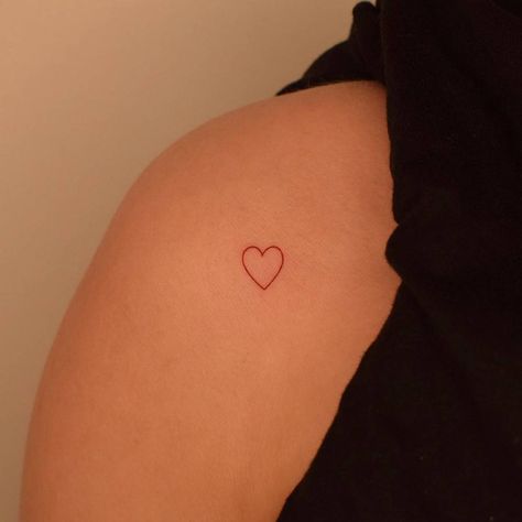 Red Heart Tattoo Collar Bone, Red Heart Tattoo, Red Heart Tattoos, Red Tattoos, Collar Bone, Little Tattoos, Red Ink, Love Tattoos, Minimalist Tattoo