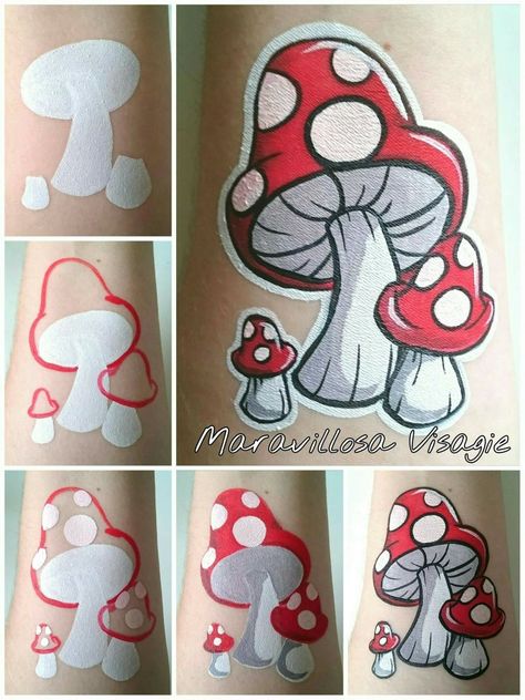 Face Painting Tutorials, Face Painting Easy, Mushroom Drawing, Kids Face Paint, Trippy Painting, Hippie Painting, Face Painting Designs, Small Canvas Art, Rock Painting Designs