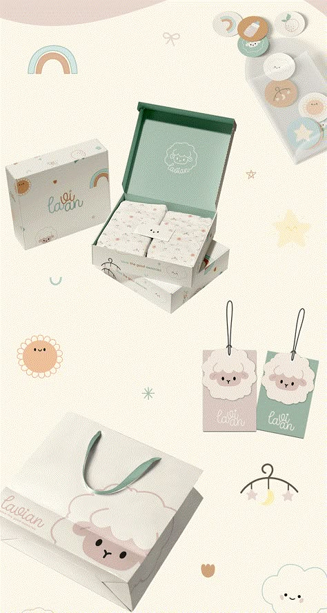 Baby Branding Packaging, Baby Brand Identity, Baby Packaging Design, Kids Packaging Design, Baby Business Ideas, Kids Package Design, Baby Logo Branding, Shop Branding Design, Kids Branding Design