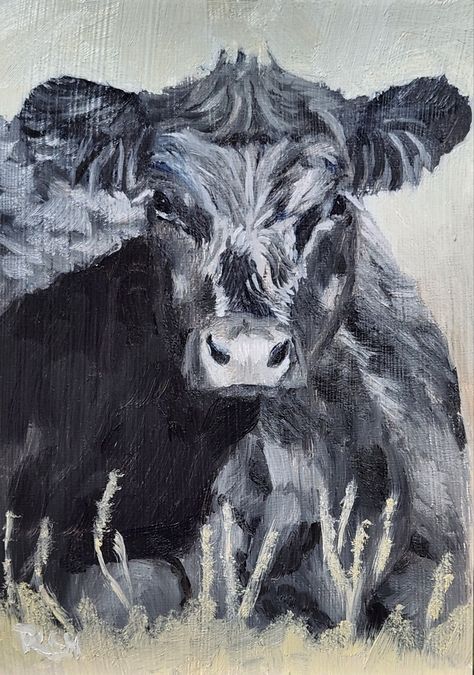 Angus Cow Art, Cow Chalk Art, Barndo Ideas, Angus Cow, Cow Drawing, Farm Stuff, Black Cow, Beautiful Art Pictures, Cow Painting