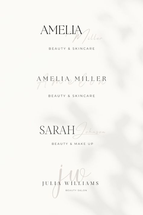 Create your perfect beauty logo effortlessly!  Canva-ready templates offer modern & classic designs for makeup artists, salons, and cosmetic brands.  Easy to customize, unleash your brand's unique style. Skin Care Clinic Logo, Skin Care Brand Logo Ideas, Feminine Logo Design Inspiration, Mua Logo Ideas, Beauty Business Branding, Esthetician Logo Design Ideas, Esthetician Business Name Ideas, Makeup Artist Branding Logo, Salon Logos Design