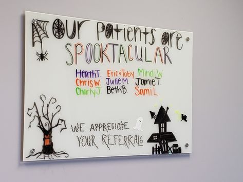 Referral Board Ideas, Chiropractic Referral Boards, Halloween Chiropractic Boards, Halloween Chiropractic, Chiropractor Quotes, Chiropractic Halloween, Chiropractic Office Decor, Chiro Office, Chiropractic Benefits